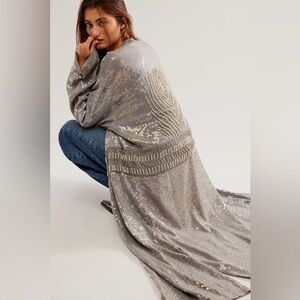 Free People Shimmering Silver Cape